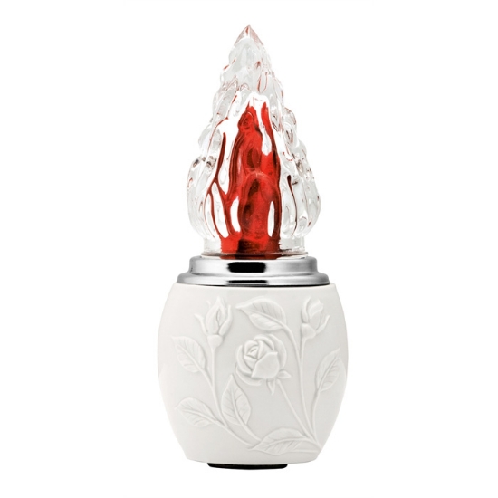 Picture of Votive lamp for gravestones - White Rose Branches Line - Porcelain