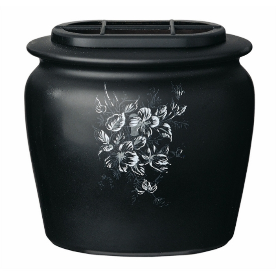 Immagine di Vaschetta portafiori per lapide - Linea Venere nero estasi - Porcellana