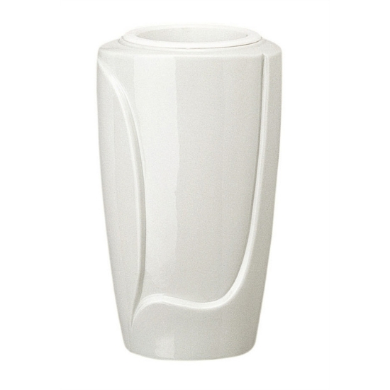 Image sur Vase à fleurs pour pierre tombale - Ligne Décoration - Finition blanc - Porcelaine