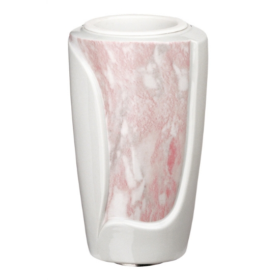 Immagine di Vaso portafiori per lapide - Linea Decoro - Finitura marmo rosa - Porcellana