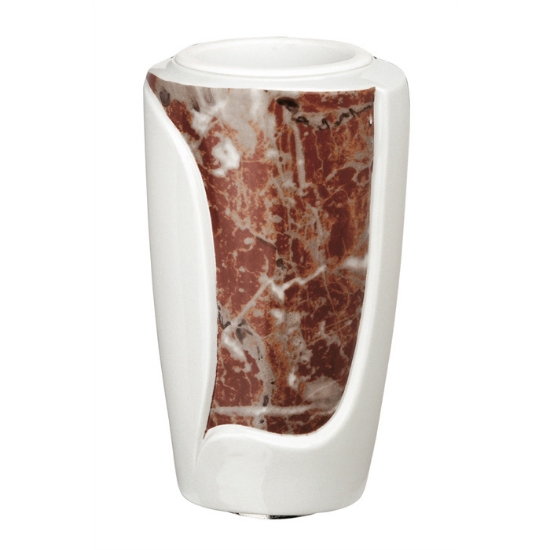 Immagine di Vaso portafiori per lapide - Linea Decoro - Finitura marmo Rosso Francia - Porcellana