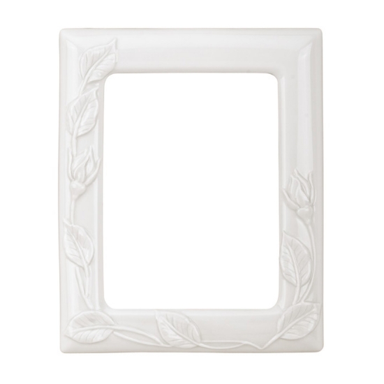 Picture of White rectangular photo frame decorated with roses - Porcelain