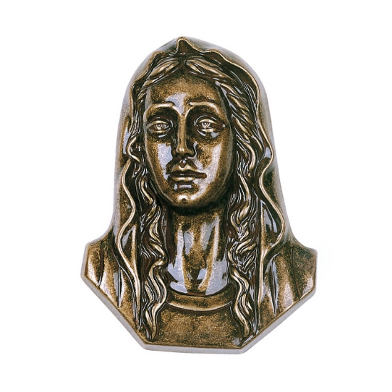 Immagine di Targa con bassorilievo in bronzo glitter per lapide - Madonna