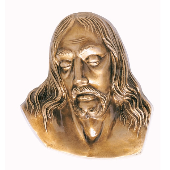 Picture of Plaque with bas-relief in bronze for tombstone - Face of the dead Christ