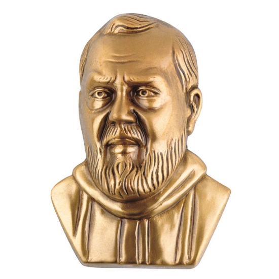 Image sur Plaque avec bas-relief en bronze pour pierre tombale - Visage de Padre Pio