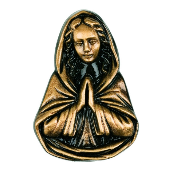 Immagine di Targa con bassorilievo in bronzo per lapide - Madonna in preghiera