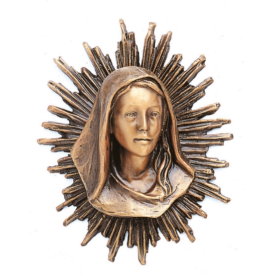 Imagen de Placa con bajorrelieve en bronce para lápida - Madonna con rayos de luz