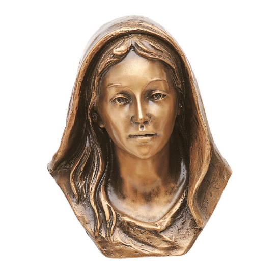 Image sur Plaque avec bas-relief en bronze pour pierre tombale - Visage de la Vierge Marie