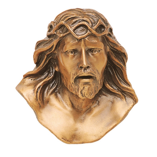 Imagen de Placa con bajorrelieve en bronce para lápida - Cristo - Acabado con corona de espinas