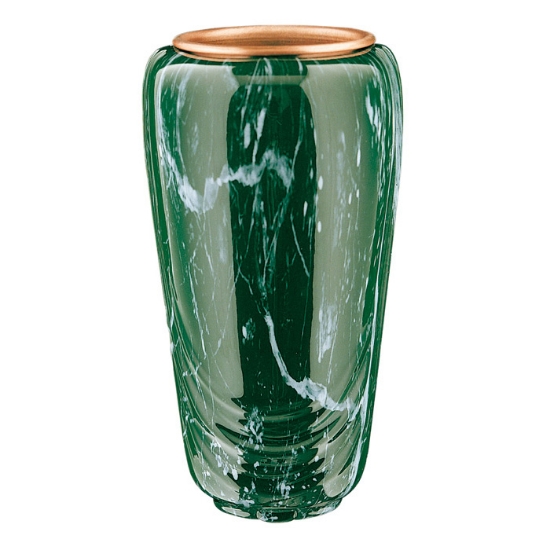 Immagine di Vaso portafiori per lapide - Linea Pelike - Bronzo - Finitura marmo Verde Guatemala