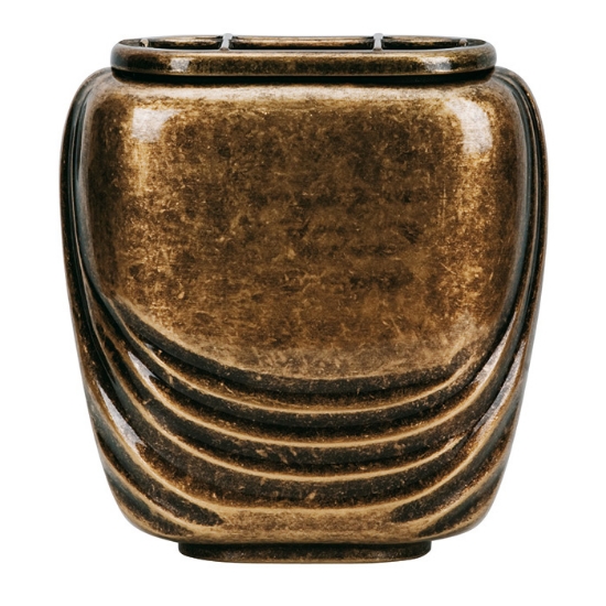 Immagine di Vaschetta portafiori per lapide - Linea Pelike - Bronzo glitter