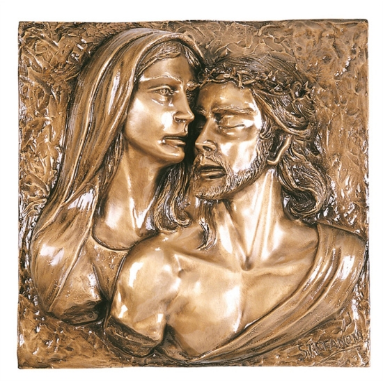Imagen de Placa con bajorrelieve en bronce para lápida - Representación de la Piedad (60x60 cm)
