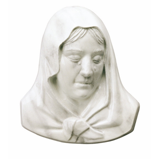 Imagen de Placa con bajorrelieve de bronce para lápida - Madonna - Acabado mármol de Carrara
