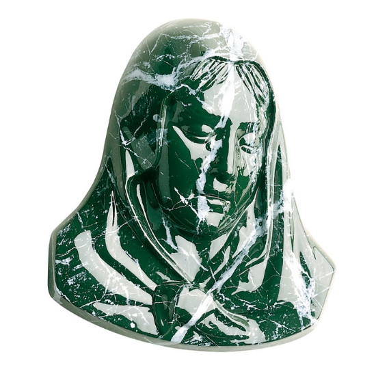 Imagen de Placa con bajorrelieve de bronce para lápida - Madonna - Acabado mármol Verde Guatemala