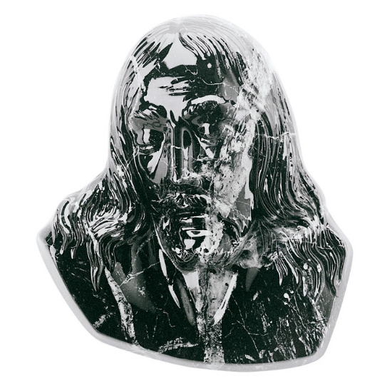 Imagen de Placa con bajorrelieve en bronce para lápida - Cristo - Acabado mármol Marquinia negro