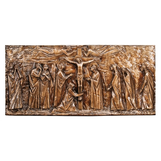 Image sur Plaque avec bas-relief en bronze pour chapelle de cimetière - Plaque Crucifixion (Relief)