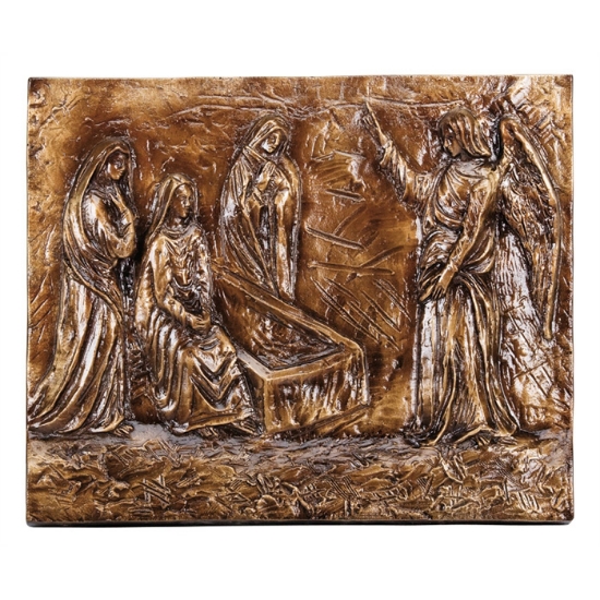 Image sur Plaque avec bas-relief en bronze pour chapelle de cimetière - La résurrection de Jésus (Relief)