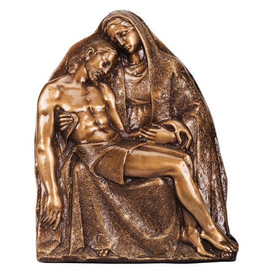 Image sur Plaque avec bas-relief en bronze pour chapelle de cimetière - Pietà du Vatican (Relief)