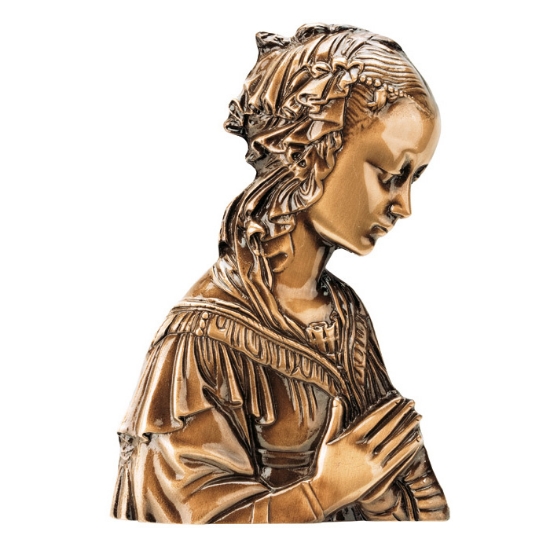 Image sur Plaque avec bas-relief en bronze pour chapelle de cimetière - Vierge Marie en prière
