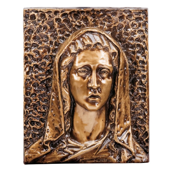 Image sur Plaque avec bas-relief en bronze pour chapelle de cimetière - Sainte Vierge Marie
