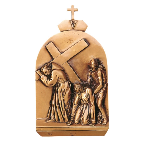 Image sur Plaque avec bas-relief en bronze pour pierre tombale - Via Crucis, V Station