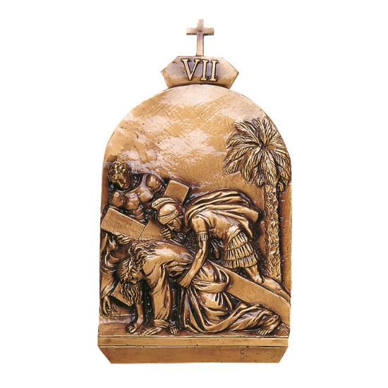 Immagine di Targa con bassorilievo in bronzo per lapide - Via Crucis, VII Stazione