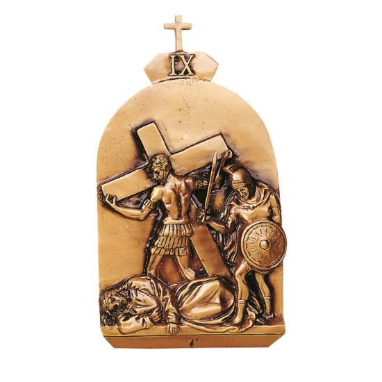Image sur Plaque avec bas-relief en bronze pour pierre tombale - Via Crucis, IX Station