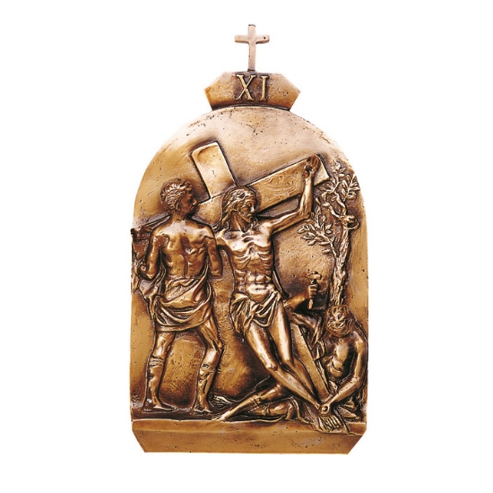 Immagine di Targa con bassorilievo in bronzo per lapide - Via Crucis, XI Stazione