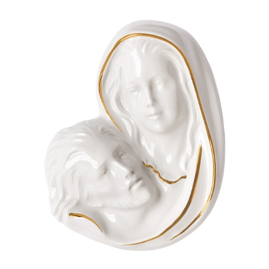 Image sur Plaque avec bas-relief en porcelaine pour pierre tombale - Pietà du Vatican aux contours dorés