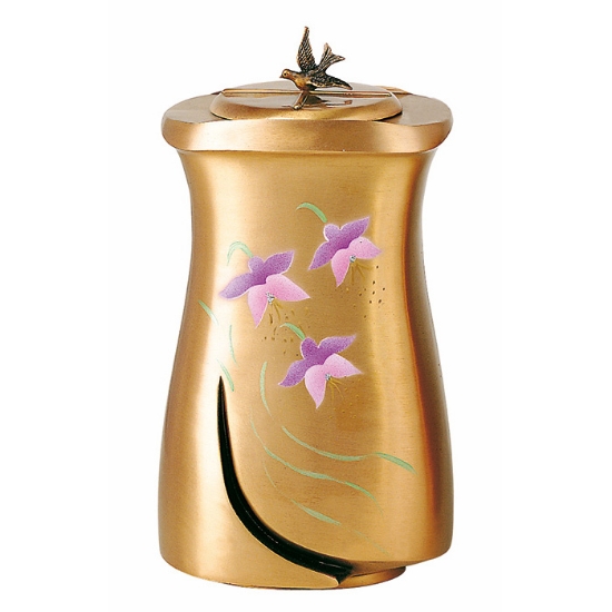 Imagen de Urna para cenizas de cremación de bronce con decoración floral - Línea Idria (cm 28)