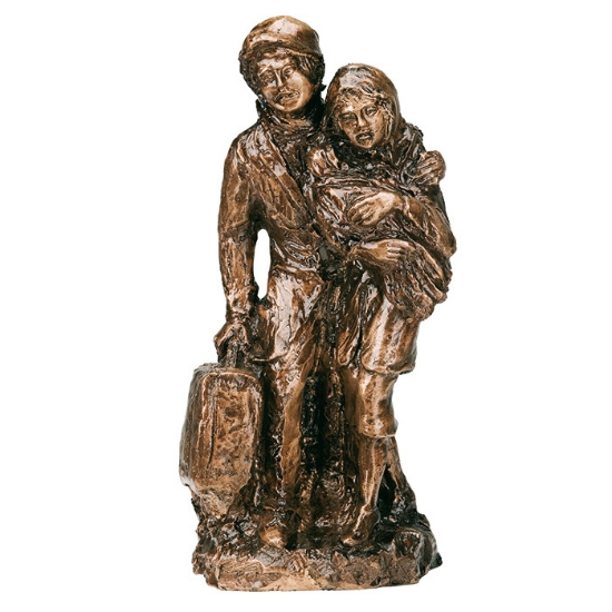 Image sur Statue en bronze - Famille d'émigrants
