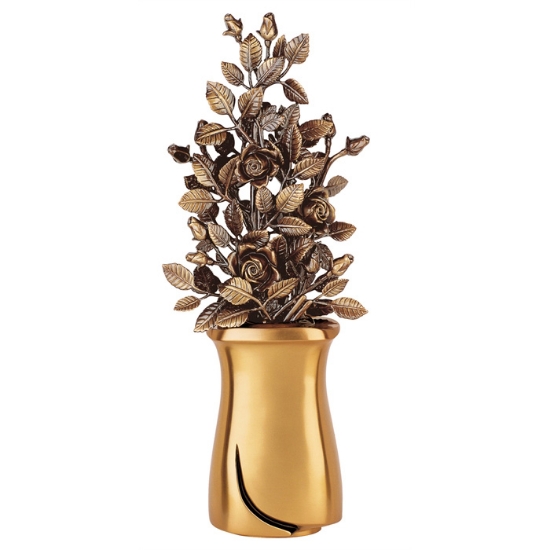 Image sur Vase à fleurs avec branches de roses - Idria - Bronze