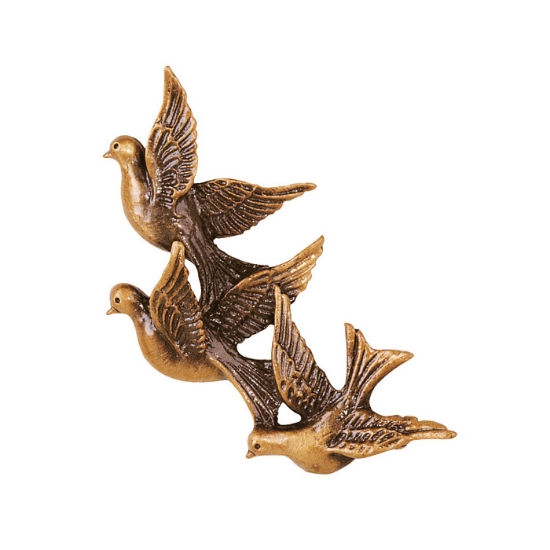 Image sur Décoration en bronze pour monuments et chapelles de cimetière - Représentation de colombes volant à gauche