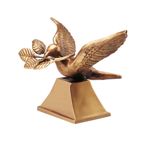 Image sur Statue en bronze représentant une colombe avec rameau d'olivier
