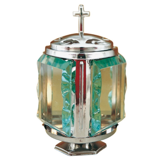 Imagen de Lámpara de vela para lápidas de pared de vidrio - Acero - Línea Crucifijo