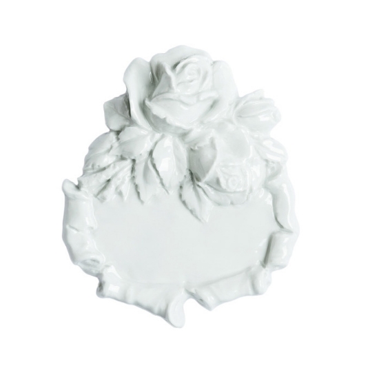 Imagen de Placa para lápidas en porcelana blanca decorada con rosas