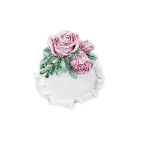Immagine di Targa per lapidi in porcellana bianca decorata con rose colorate