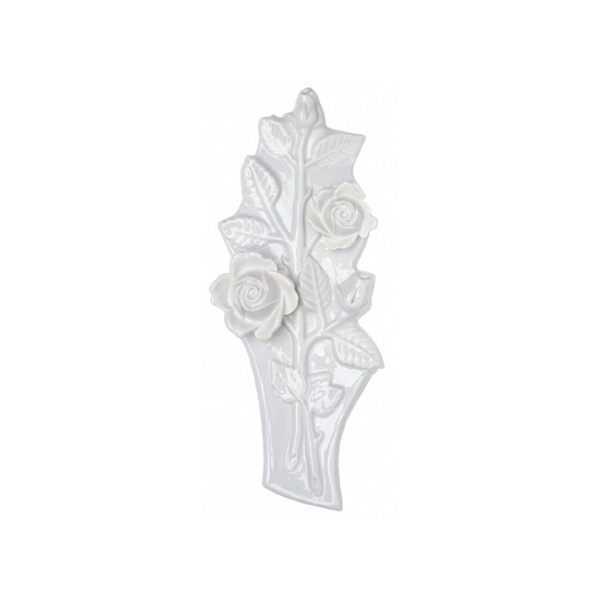 Image sur Branche de roses décorative pour pierres tombales - Porcelaine blanche