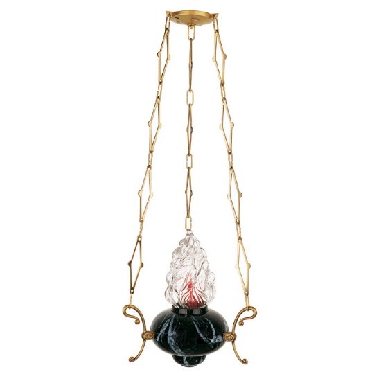 Picture of Classic bronze chandelier for chapels - Black Marquinia marble finish