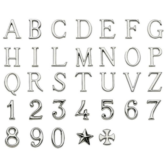 Immagine di Lettere e numeri in acciaio per lapidi - Modello Romano Largo