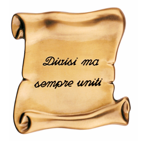 Immagine di Pergamena commemorativa verticale in bronzo per lapidi - Dedica: Divisi ma sempre uniti.