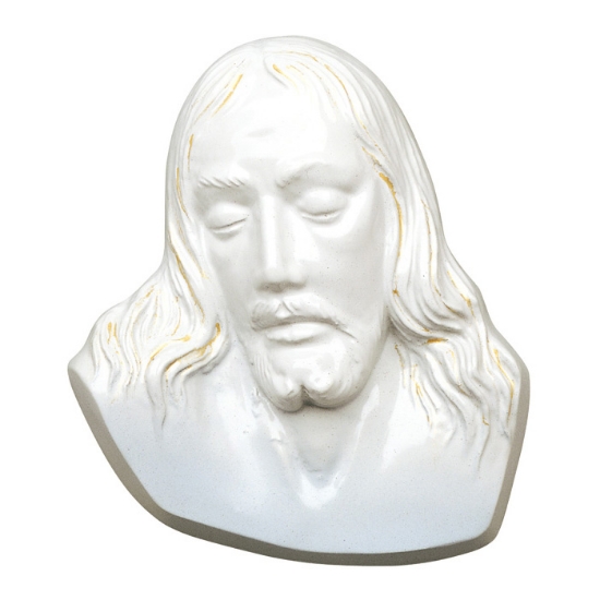Imagen de Placa con bajorrelieve de bronce para lápida - Cristo - Acabado blanco