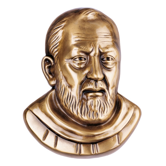 Picture of Plaque with bas-relief in bronze for tombstone - Padre Pio