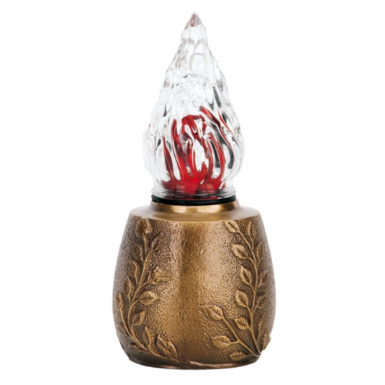 Image sur Lampe votive pour pierres tombales - Ligne Meg - Finition brunie bronze avec décoration or