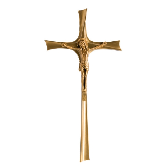 Image sur Crucifix en bronze sur croix stylisée