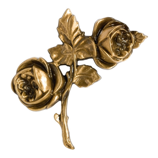 Picture of Small decorative rose branch with two roses - Polished bronze