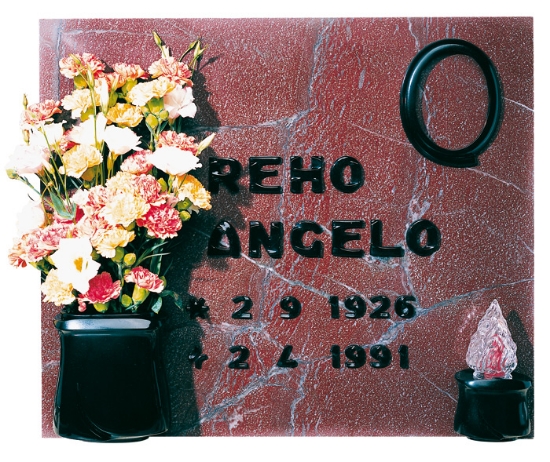 Image sur Proposition de pierre tombale - Idria Ligne Ceramismalt noir - Cadre de lampe pour bac à fleurs et lettres italiennes
