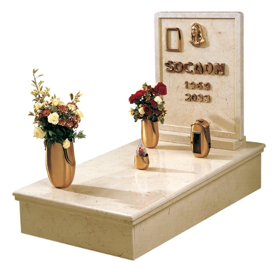 Imagen de Propuesta de tumba - Línea Olla Bronze - Jarrón, lámpara y candelabro en el suelo - Marco de fotos y placa de pared Madonna