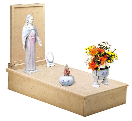Imagen de Propuesta de tumba - Caritas Bianco Línea Iris - Marco de fotos de suelo y estatua de Madonna - Jarrón y lámpara de suelo
