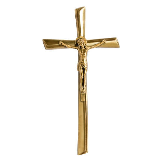 Image sur Croix stylisée en bronze poli avec crucifix